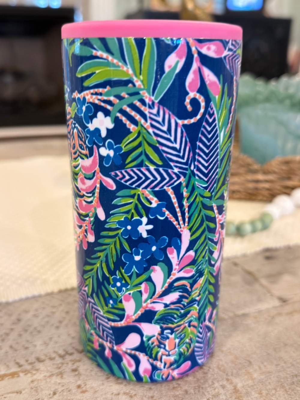 LILLY PULITZER STAINLESS STEEL SKINNY CAN COOLER HOW YOU LIKE ME PROWL COQUETTE